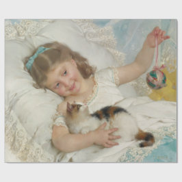 Cute Young Girl leker med sitt sällskapsdjur (Muni Presentpapper