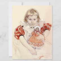 Cute Young Girl with a Doll (Barndomskonst)