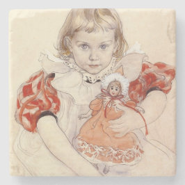 Cute Young Girl with a Doll (Barndomskonst) Stenunderlägg