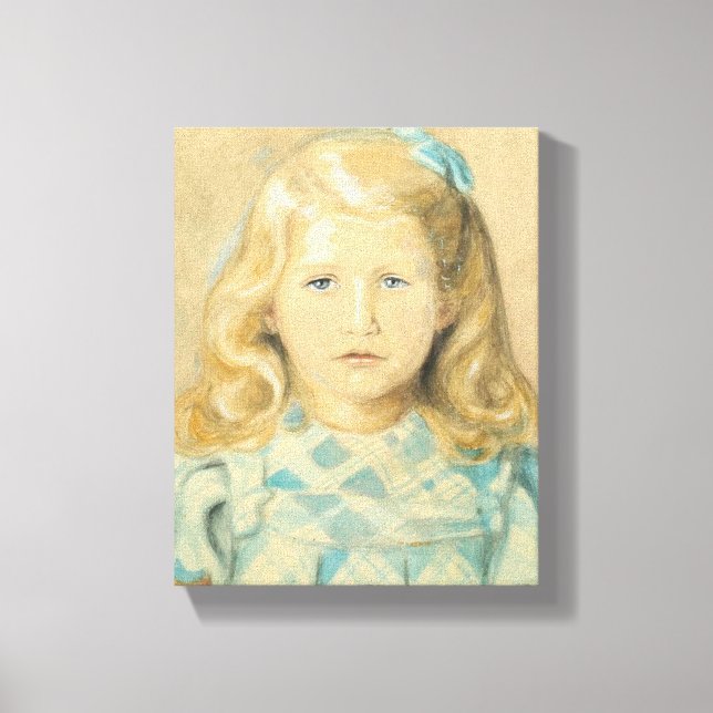 Cute Young Girl with Blonde Hair Canvastryck (Framsida)