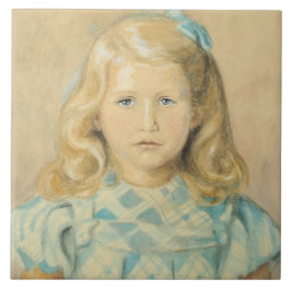 Cute Young Girl with Blonde Hair Kakelplatta