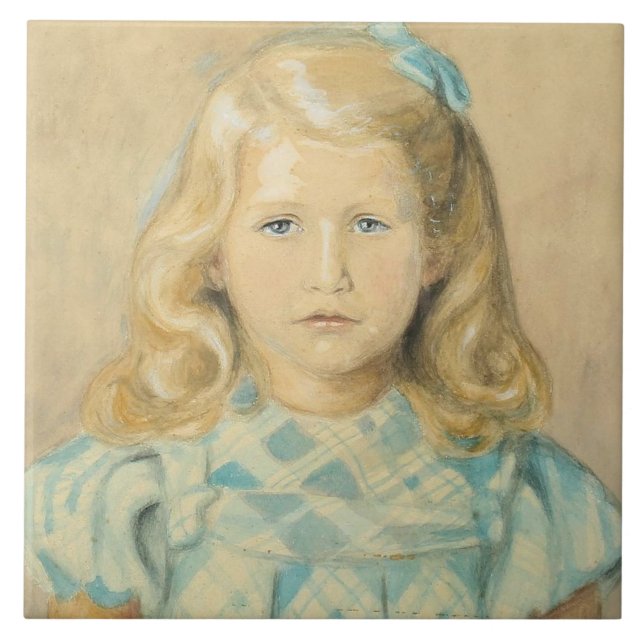 Cute Young Girl with Blonde Hair Kakelplatta (Framsidan)