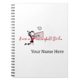 Cute Young Girl's Volleyball Notebook Anteckningsbok