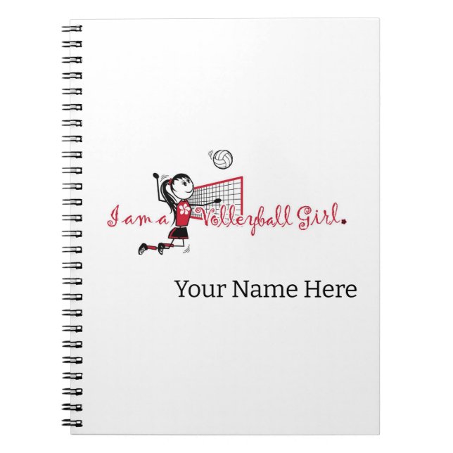 Cute Young Girl's Volleyball Notebook Anteckningsbok (Framsidan)