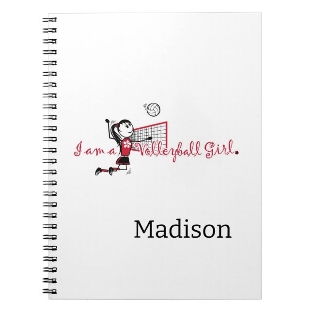 Cute Young Girl's Volleyball Notebook Anteckningsbok (Framsidan)