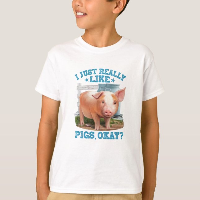 Cute Young Gris Farm Motive T Shirt (Framsida)