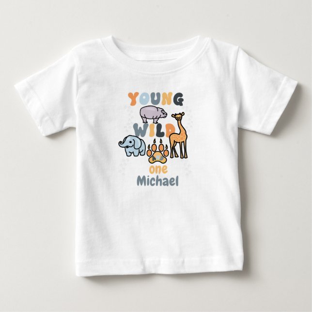 Cute Young Vild Safari Animals T Shirt (Framsida)