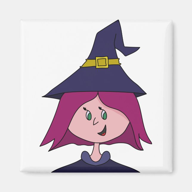 Cute Young Witch Halloween Magnet (Framsidan)