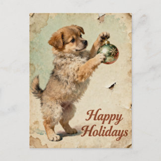 Cute Your Text Season’s Greetings Puppy Postcard Helg Vykort