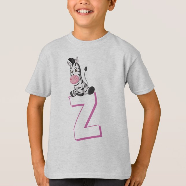 Cute Z för Zebra - Kids English ABCD Alphabet T Shirt (Framsida)