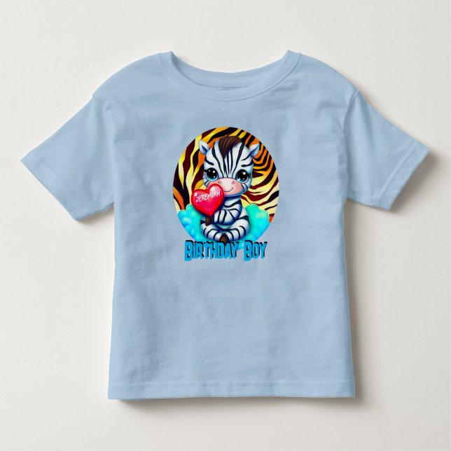Cute Zebra Birthday Boy T Shirt (Framsida)