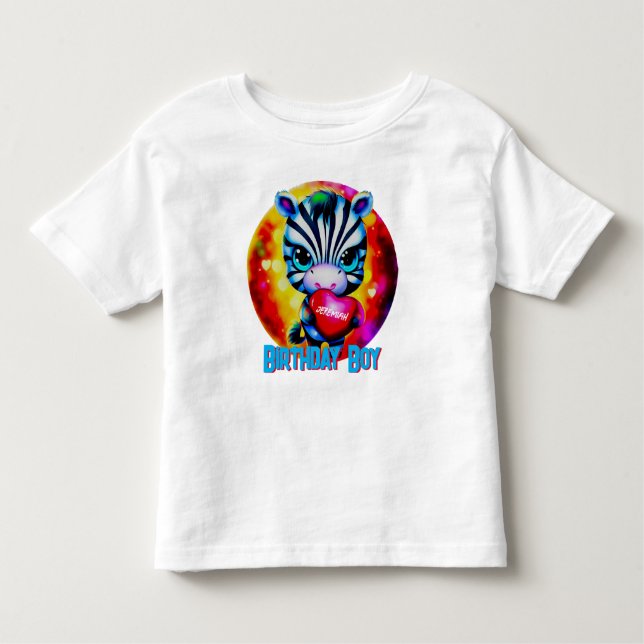 Cute Zebra Birthday Boy T Shirt (Framsida)
