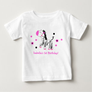 Cute Zebra Birthday Tee Tshirt Girl Kid Baby