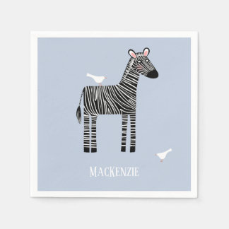 Cute Zebra Blue Party Napkins Pappersservett