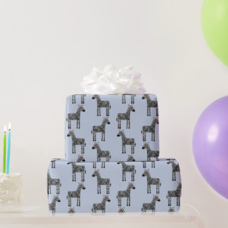 Cute Zebra Blue Wrapping Papper Presentpapper