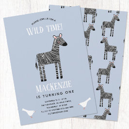 Cute Zebra Boy 1:a födelsedagsinbjudan Inbjudningar