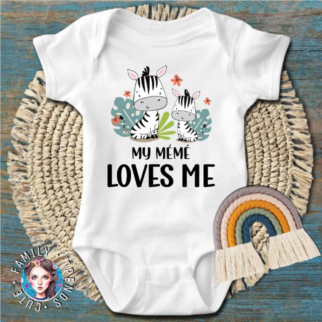 Cute Zebra-design med Mitt PM Kärlek me T Shirt (Cute Zebra Design with My Meme Loves Me Baby Bodysuit)