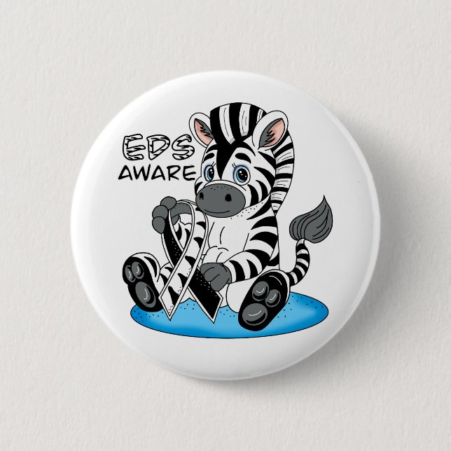 Cute Zebra EDS Awareness Ribbon Knapp (Framsida)