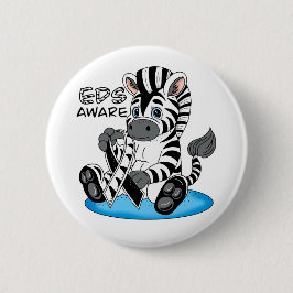 Cute Zebra EDS Awareness Ribbon Knapp