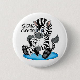 Cute Zebra EDS Awareness Ribbon Knapp