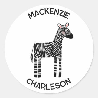 Cute Zebra - eget namn Klassiskt runt märke