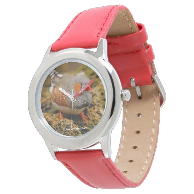 Cute Zebra Finch Songbird på Sten Armbandsur (Vinklad)