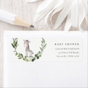 Cute Zebra Foliage Utandning Babykläder Adress Returadress Etikett