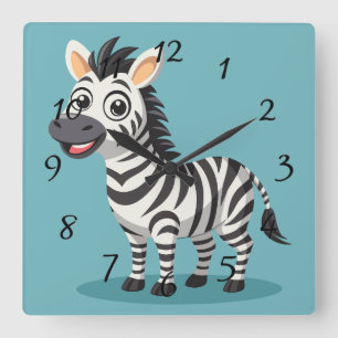 Cute Zebra Fyrkantig Klocka