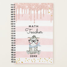 Cute Zebra med Glasses Math Teacher Planner