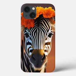 Cute Zebra med Orange Flowers