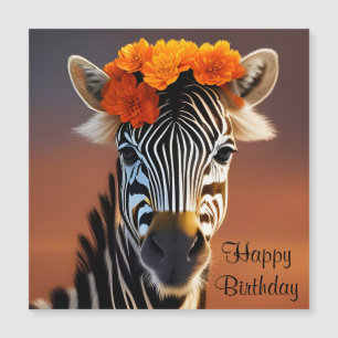 Cute Zebra med Orange Flowers Card