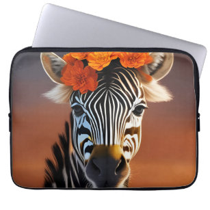 Cute Zebra med Orange Flowers Laptop Fodral