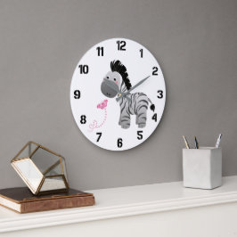 Cute Zebra och Butterfly Nursery Stor Klocka