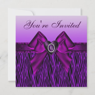 Cute Zebra och judiska hörnPurple Animal Print Par Inbjudningar