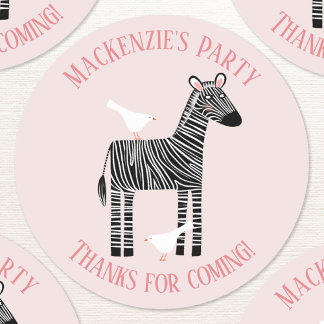 Cute Zebra Party Tack Runt Klistermärke