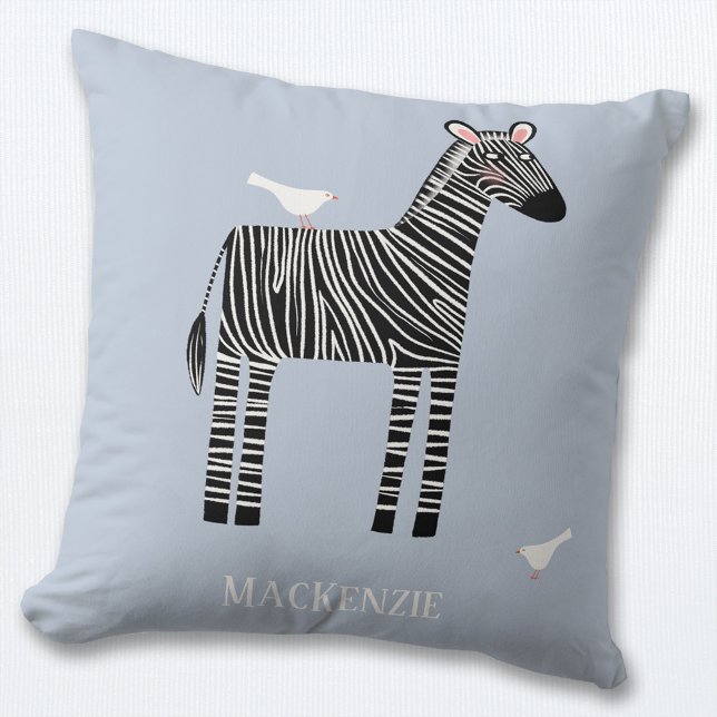 Cute Zebra Personlig Kudde (Cute zebra personalized safari wildlife themed throw pillow)