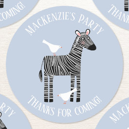 Cute Zebra Safari Party Tack Runt Klistermärke