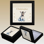 Cute zebra-stjärnor tillsätt namn brunkeepsaké minnesask<br><div class="desc">Behåll Gift Box för barn. Anpassa med namn. Med söt zebra,  polka dots och stjärnor med färg brun och vit.</div>
