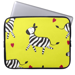 Cute Zebra tecknad, sömlös bakgrundsskada i mönste Laptop Fodral