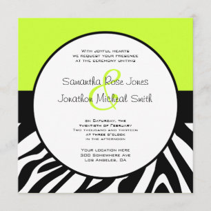 Cute Zebra tryck Anpassningsbar Lime Green Personl Inbjudningar