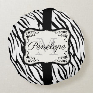 Cute Zebra tryck Rund Kudde