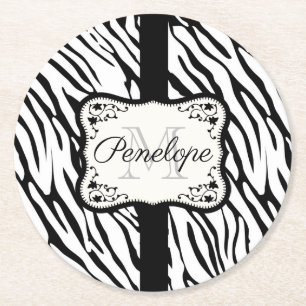 Cute Zebra tryck Underlägg Papper Rund