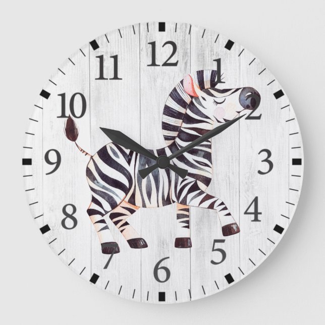 Cute Zebra Wall Clock Stor Klocka (Framsida)