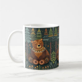 Cute Zen Bear i Skogen Wildlife Animal Nature Art Kaffemugg
