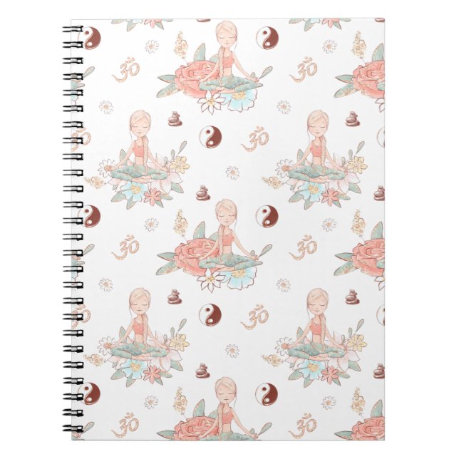 Cute Zen Yoga Meditation Lotus Namaste Pastel Anteckningsbok (Framsidan)