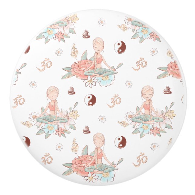 Cute Zen Yoga Meditation Lotus Namaste Pastel Knopp (Framsidan)
