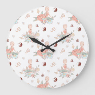 Cute Zen Yoga Meditation Lotus Namaste Pastel Stor Klocka