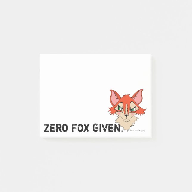 Cute Zero Fox med röd Orange Fox Post-it Block (Framsida)