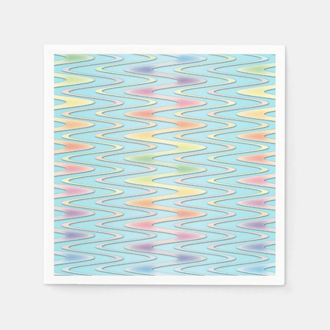 Cute Zigzag Pastel Rainbow Färgad Napkins Pappersservett (Framsidan)
