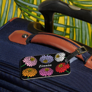 Cute Zinnia-trädgårdsblomman teckning anpassningsb Bagagebricka